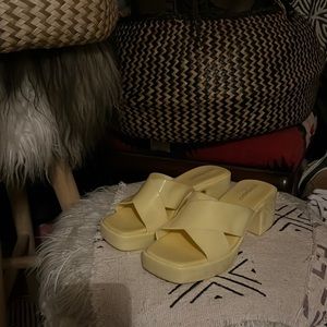 Yellow Jeffrey Campbell jelly sandals